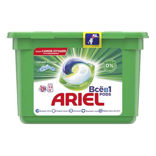 Капсулы для стирки Ariel liquid capsules горный родник 15 штук в Gipfel