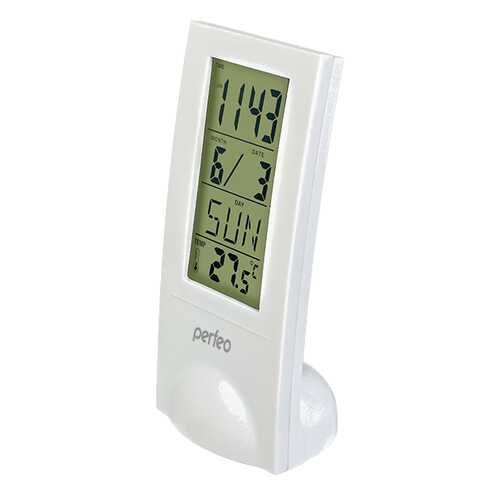 Perfeo Часы-будильник Glass, белый, (PF-SL2098) время, температура, дата в Gipfel