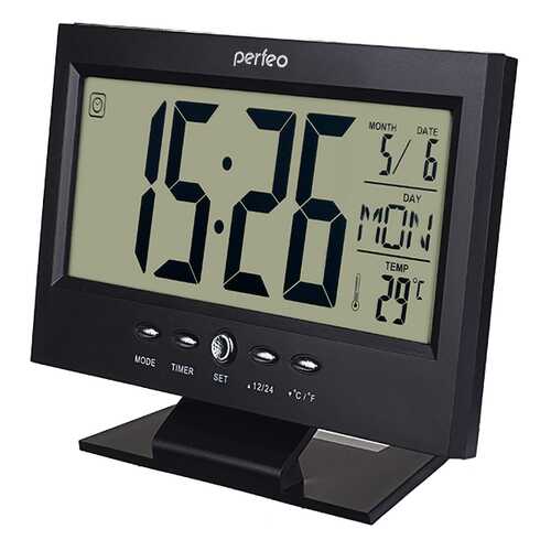 Perfeo Часы-будильник Set, чёрный, (PF-S2618) время, температура, дата в Gipfel