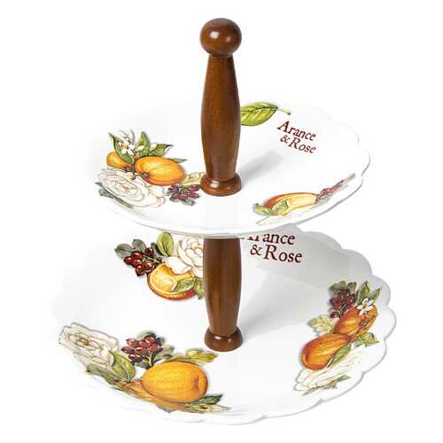 Ваза для фруктов двухъярусная Nuova Cer Arance & Rose 32 см в Gipfel