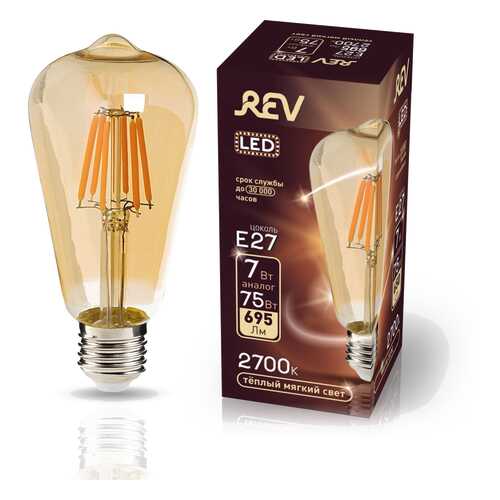 Лампа светодиодная REV VINTAGE Filament ST64 E27 7W, 2700K, DECO Premium, теплый свет в Gipfel
